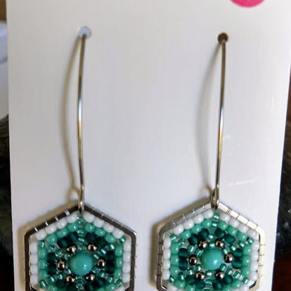 Boucles d'oreilles Hexagone Turquoise